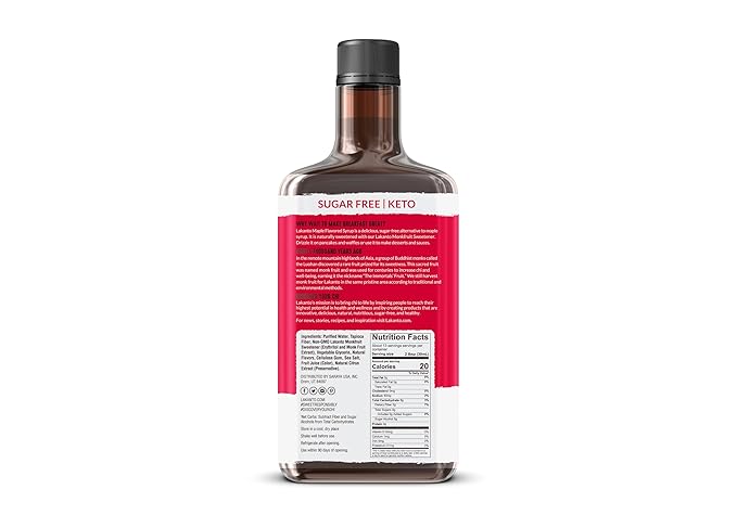 Lakanto Sugar Free Maple Syrup With Monk Fruit & Erythritol For Pancakes, Waffles, Oatmeal, Coffee
