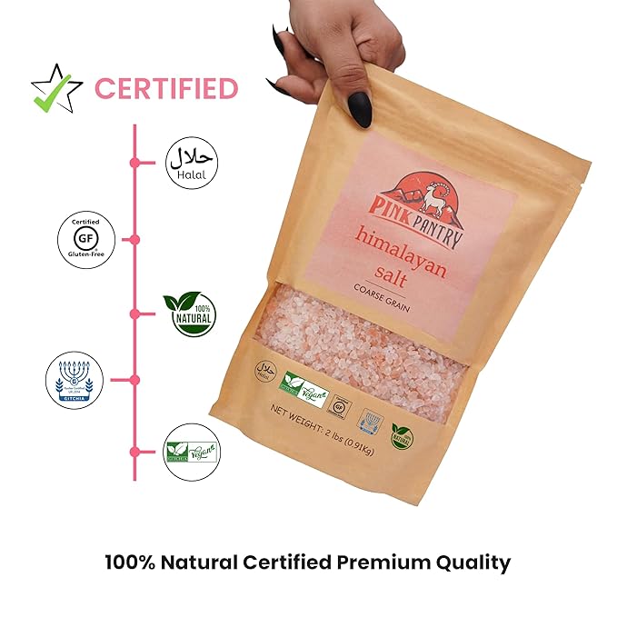 Pink Pantry Himalayan Pink Salt, 100% Pure Himalayan Salt, Non-GMO, Kosher Certified, No Additives