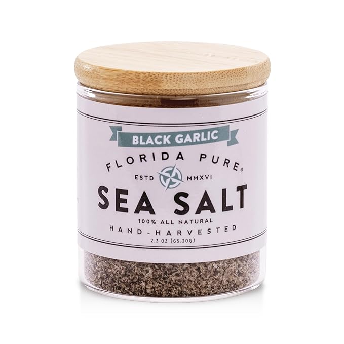 FLORIDA PURE Black Garlic Sea Salt - 80+ Mineral Sea Salt, Natural, Unrefined, Non Iodized - for