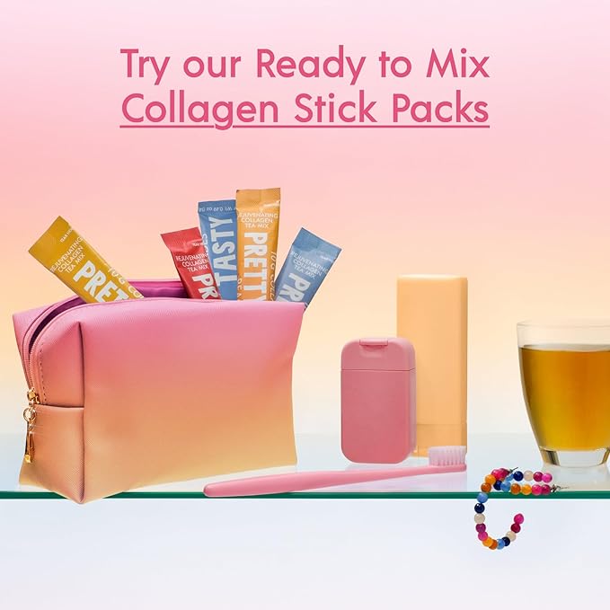 Pretty Tasty Radiance Collagen Tea - Beauty and Wellness - 10g Collagen Peptides Mix - 12 Pack