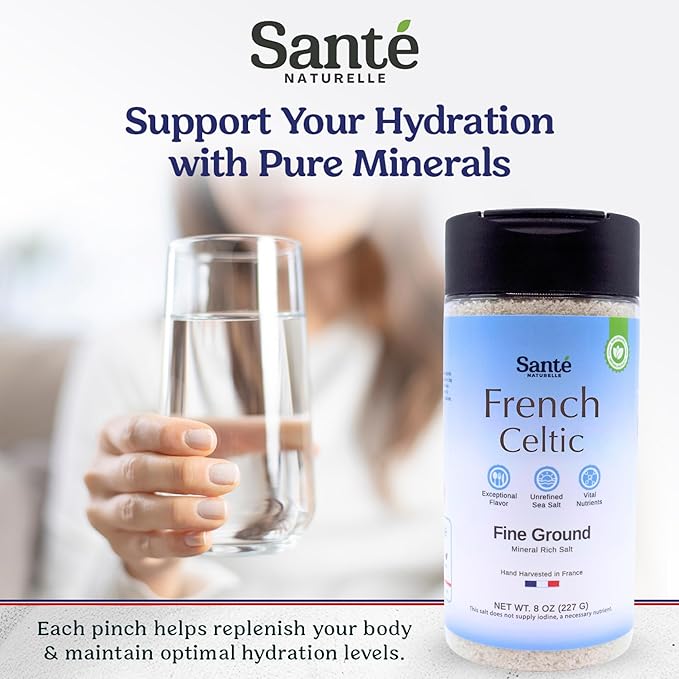 Sante French Fine Ground Sea Salt Shaker - 8 oz. Salt From the Celtic Sea, Unrefined French Sea
