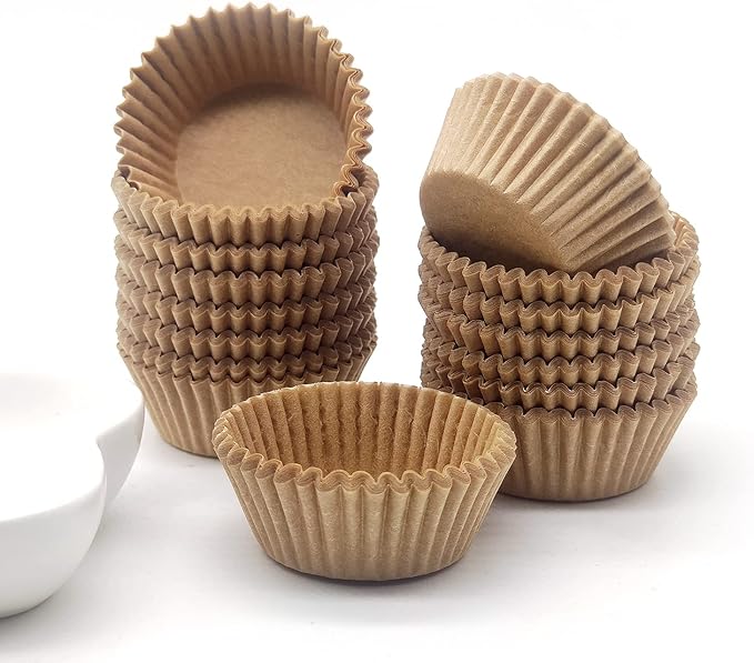 Greaseproof Mini Cupcake Liners, Premium Paper Baking Cups for Party Celebration,(Natural