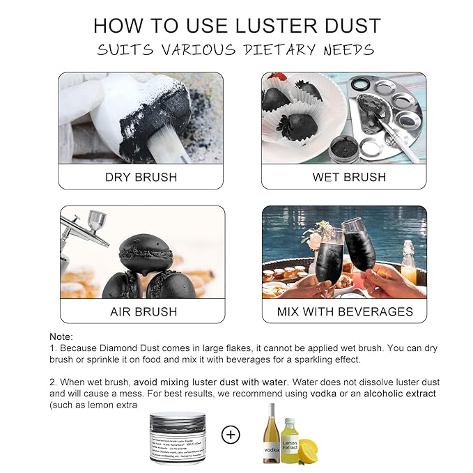 HomeHere Edible Luster Dust Food-Grade Glimmer Powder Glitter for Cake Decorating 7g, Edible