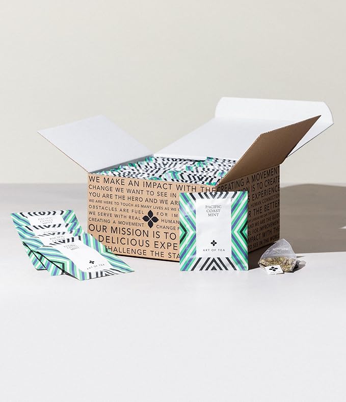 Art of Tea | Organic Pacific Coast Mint (NaturallyCaffeine Free)| 50 Eco Friendly Pyramid