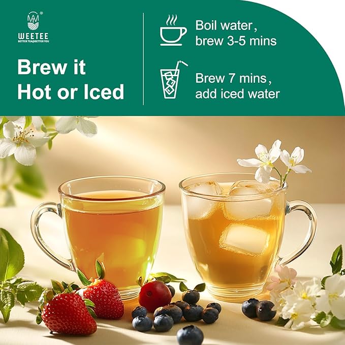 WT WEETEE Fruity Jasmine Green Tea Bags 100 Counts, Flavored Green Tea with Jasmine, Grapes