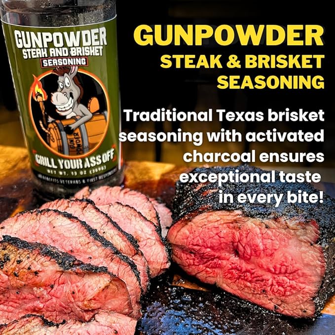 GYAO Gunpowder Seasoning – 13oz BBQ Seasoning with Activated Charcoal for Brisket, Ribs & Chicken