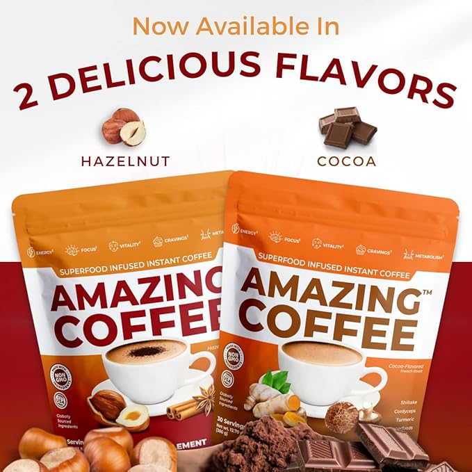 Superfoods Company | Amazing Coffee - Instant French Roast | Adaptogenic Mushrooms, Superfoods