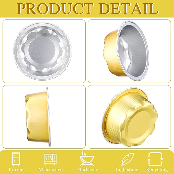 Eaasty 150 Count Baking Cups with Lids, 1.6 oz Muffin Cupcake Liners Aluminum Foil Mini Cake Pans