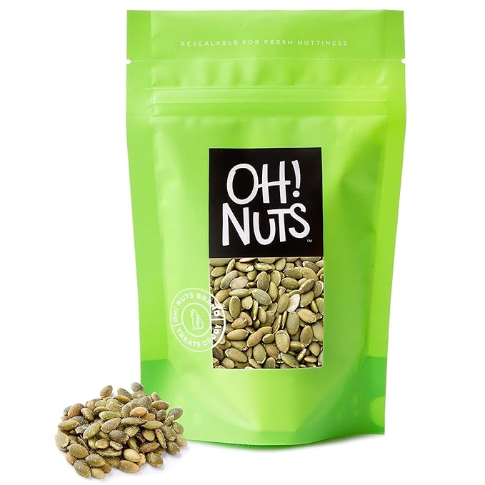 Oh! Nuts Pumpkin Seeds - Roasted Salted - 2 lb - No Shell Pepitas - Packed in New York Zip-Seal Bag