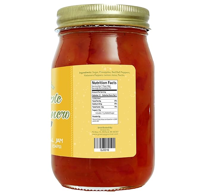 Green Jay Gourmet Pineapple Habanero Jam - All-Natural Pineapple Jam with Fresh Pineapple, Habanero