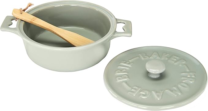 Creative Co-Op Brie Bakers with Lids & Wood Spreaders (Set of 2 Colors)