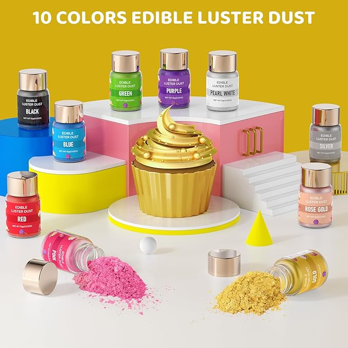 Luster Dust Edible - 15 Grams Food Grade Cake Dust Shimmer Powdered, Cherrysea Powder Luster Dust