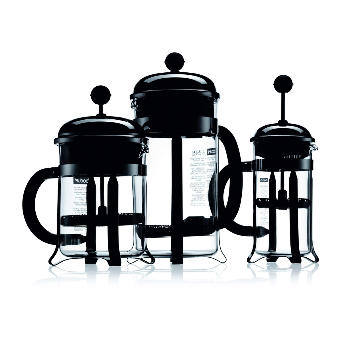 Bodum 12oz Chambord French Press Coffee Maker, High-Heat Borosilicate Glass, Polished Stainless