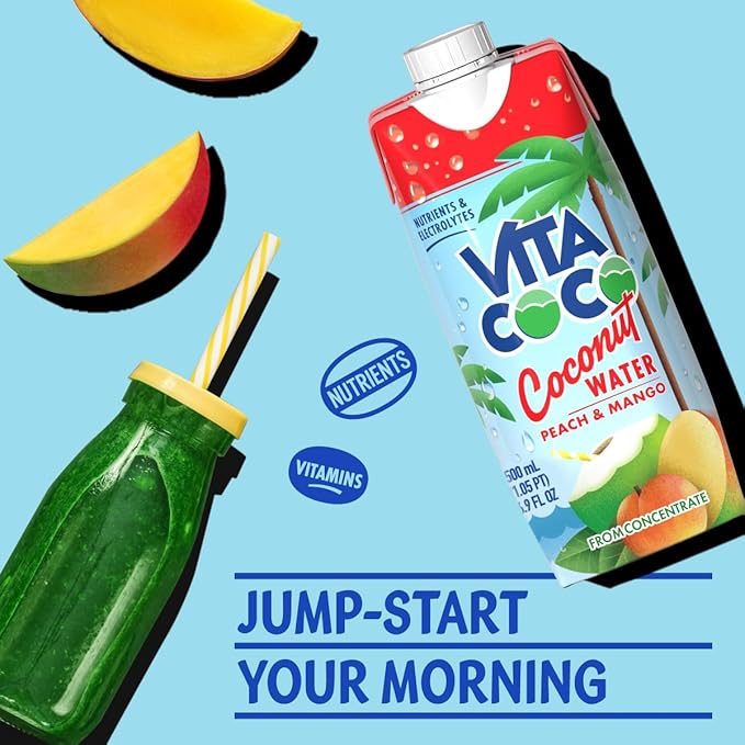 Vita Coco Coconut Water, Peach & Mango - Naturally Hydrating Electrolyte Drink - Smart Alternative