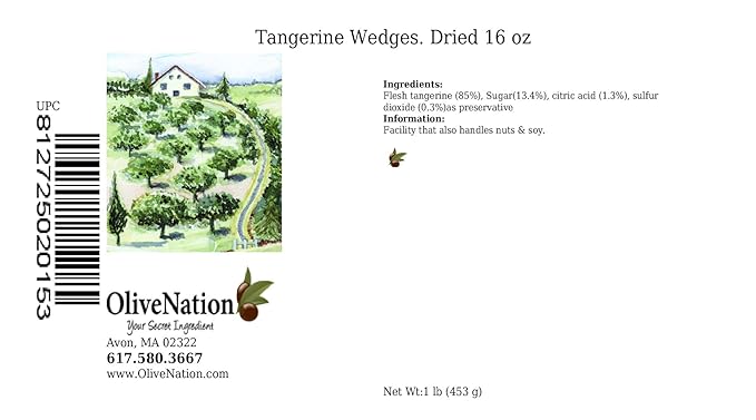 Dried Mandarin Orange Slices, OliveNation Dried Tangerine Wedges, Healthy Gourmet Fruit Snack High