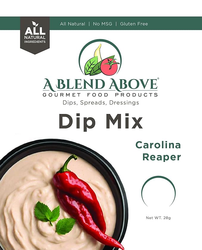 A Blend Above Carolina Reaper Spicy Dip Mix Gourmet Food, 1 oz Packet (3 Pack), Spicy Dip