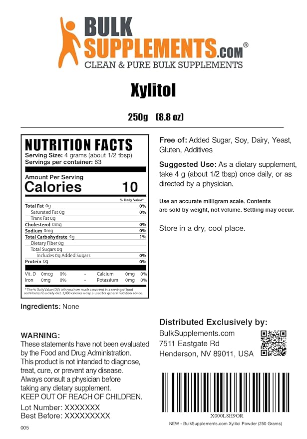 BulkSupplements.com Xylitol Powder - Xylitol Sweetener, Sugar Substitute For Baking & Cooking - Low