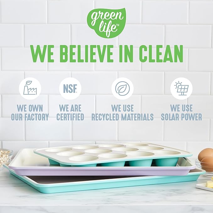 GreenLife Bakeware 18??x 13??Half Cookie Sheet Baking Pan, Non-Toxic PFAS-Free Healthy Ceramic