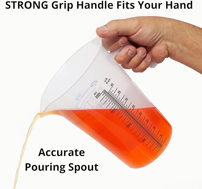 Half Gallon 64oz (2 quart) Measure Pitcher- Conversion Chart-Strong Food Grade - Resistant to