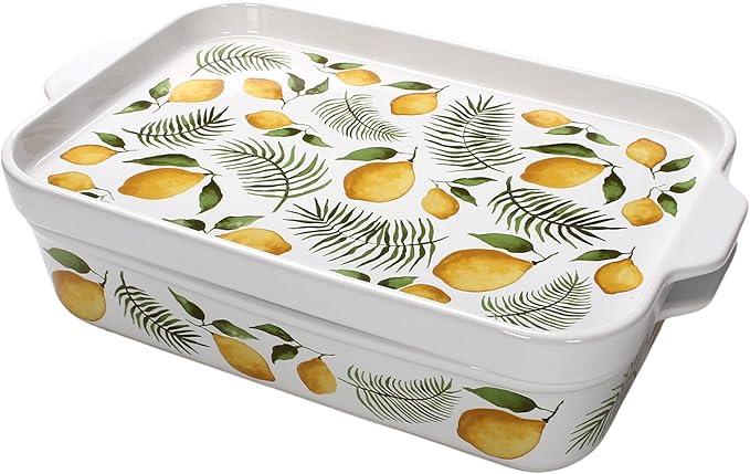 Temp-tations by Tara Baking Pans Set - 9x13" Set of 2 Lemons and Palm Bakeware Sets with Casserole
