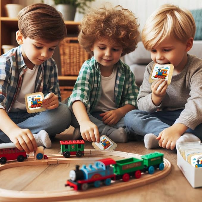 Train Cookies Choo Choo Train Theme Party Favors | Individually Wrapped 24 Pack Themed Cookies |