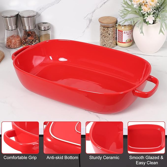 6 Quart Large Rectangular Baking Dish, 16x11 Inches Ceramic Baking Pan Casserole Dish for
