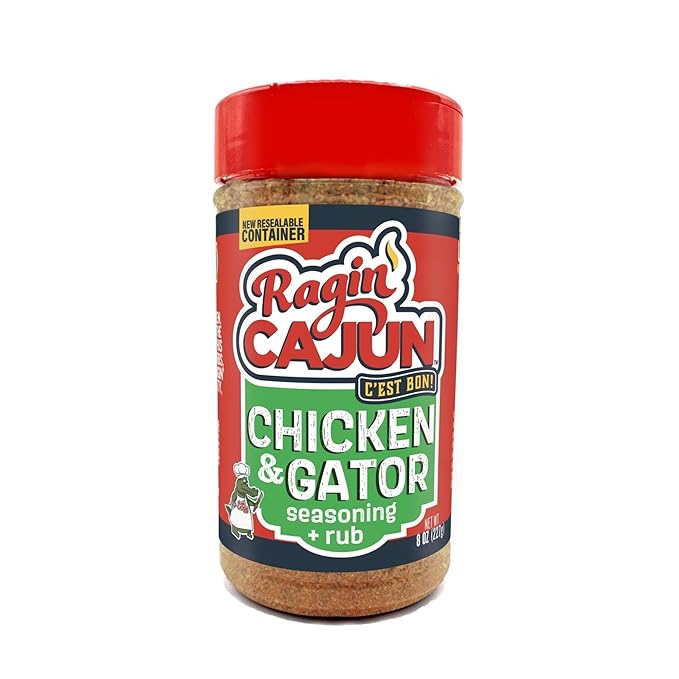 Ragin' Cajun Chicken or Gator Cajun Seasoning - 8 oz Shaker, Gluten-Free, No MSG - Authentic