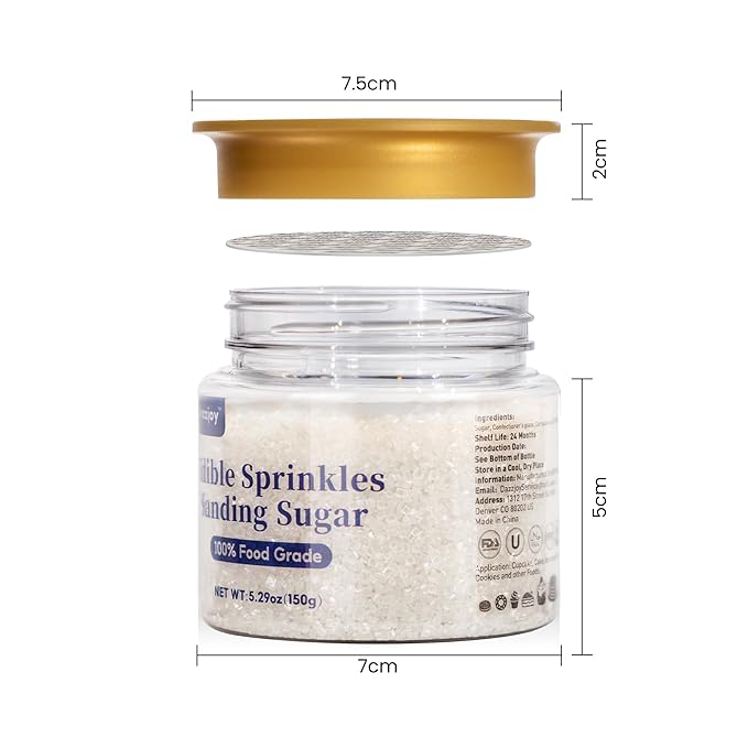 Edible White Sprinkles, White Sanding Sugar Sprinkles for Cake Decorating, Food Grade 150g, Cookie