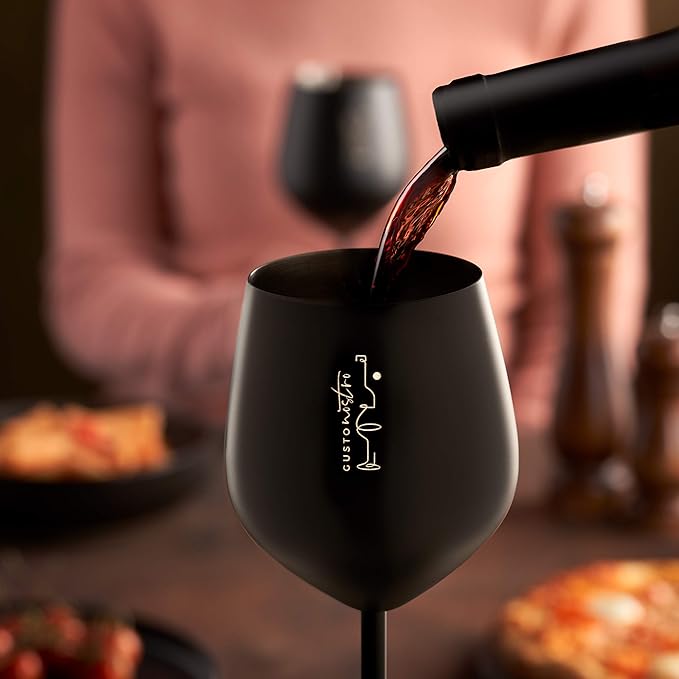 Gusto Nostro Stainless Steel Wine Glass - 18 oz - Unbreakable Black Wine Glasses for Travel