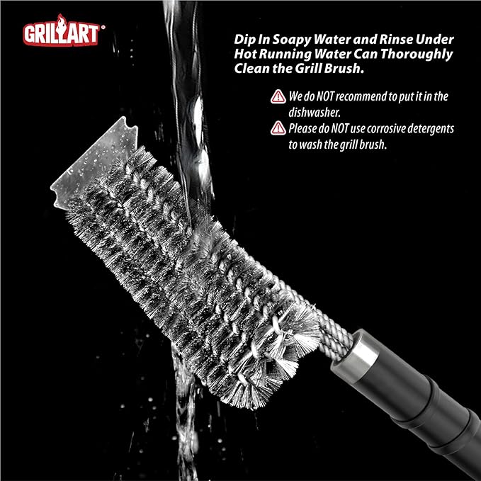 GRILLART Grill Brush and Scraper,18 Inch BBQ Grill Cleaning Brush Kit, Safe Wire Scrubber