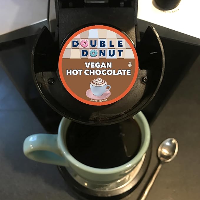 Double Donut Dairy Free Hot Chocolate Pods, Lactose Free Vegan Hot Chocolate Mix Cups For Keurig K