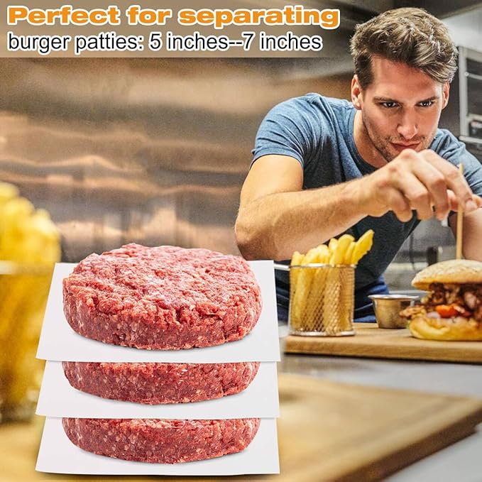 300Pcs Burger Patty Paper, AIMEIKI 7x7 Inch Parchment Paper Squares for Burger Press, Unbleached