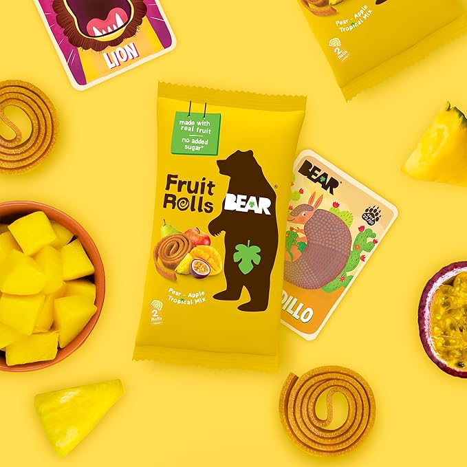 BEAR Real Fruit Snack Rolls - Gluten Free, Vegan, and Non-GMO - Tropical ??36 Rolls, Healthy School