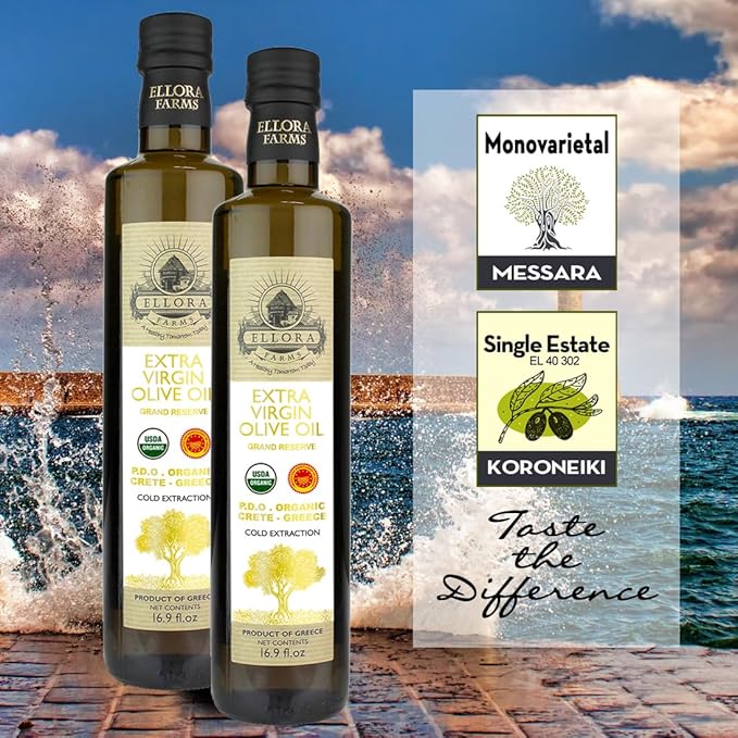 Ellora Farms, Organic Extra Virgin Olive Oil, PDO Messara, Greek Single Estate, High Polyphenol