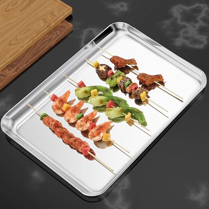 Baking Sheets Set of 2, Bastwe 20 inch Stainless Steel Bakeware Baking Pans, Healthy & Nontoxic &