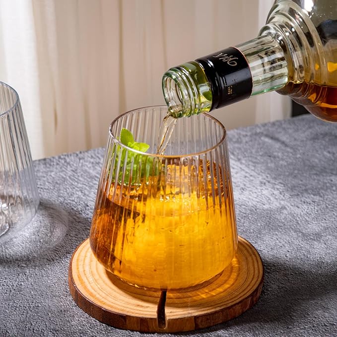 30 Pack Plastic Ribbed Wine Glasses, 14 OZ Origami Stemless Disposable Wine Champagne Whiskey