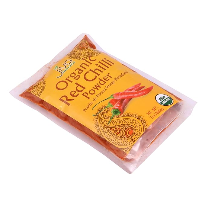 Jiva Organics Organic Red Chili Powder 7 ounce Bag - Extra Hot, Ground Indian Chillies, 100%
