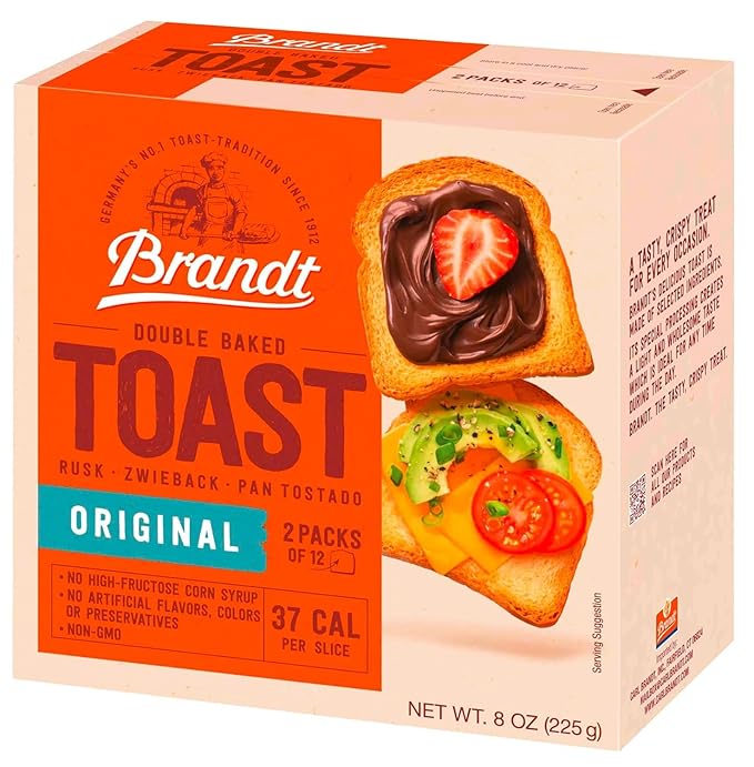 Brandt Toast, Zwieback, Double Baked, 8 Ounces (pack of 3, Original)