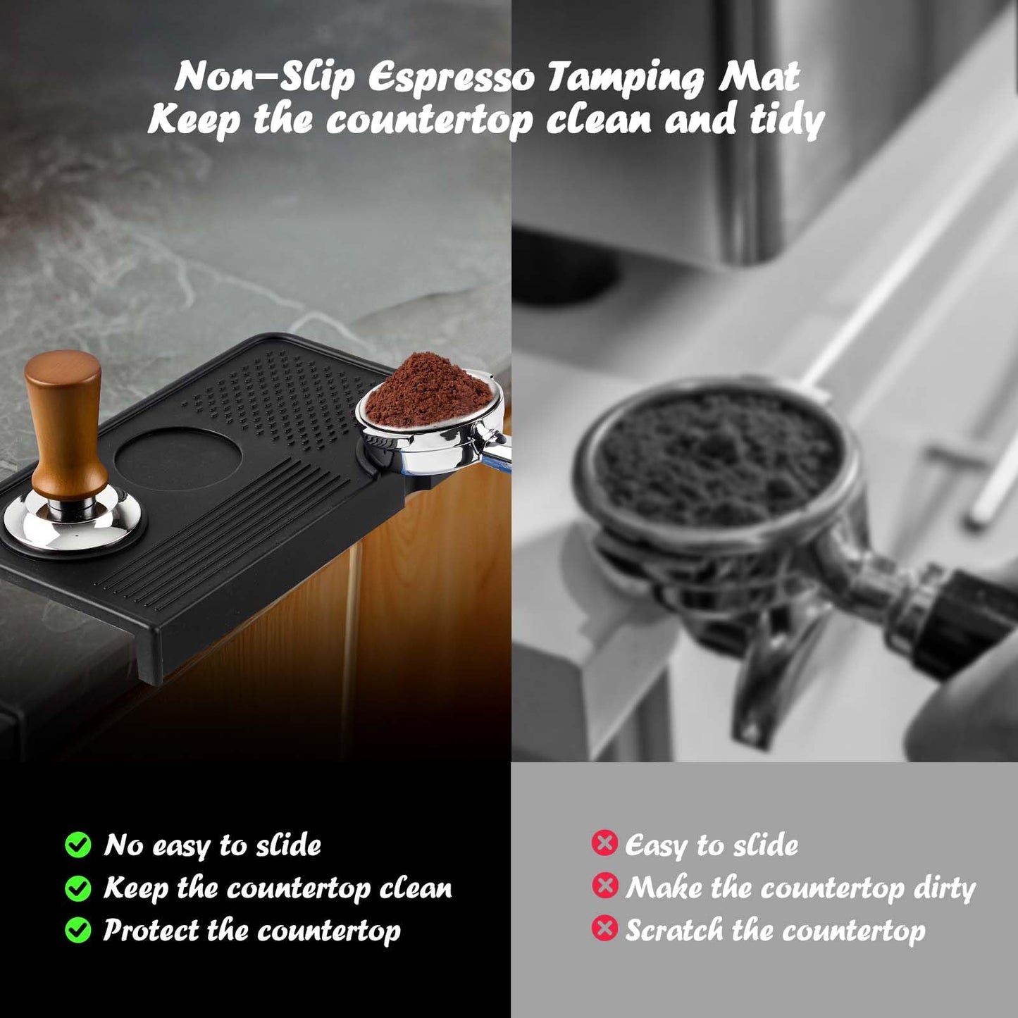 Espresso Tamping Mat and Coffee Brush Set, Food Grade Silicone Coffee Tamper Mat, Portafilter Mat