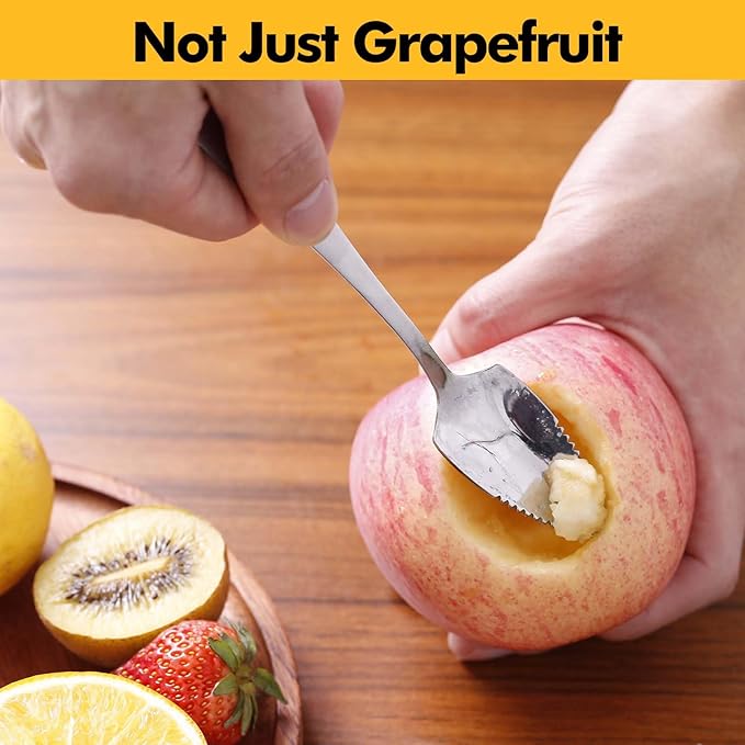 HyperSpoon 5 Pack Grapefruit Spoons & 1 Grapefruit Knife, Stainless Steel Flatware Set Serrated