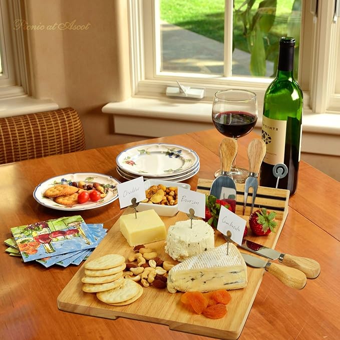 Picnic at Ascot Personalized Monogrammed Laser Engraved Hardwood Board for Cheese & Appetizers