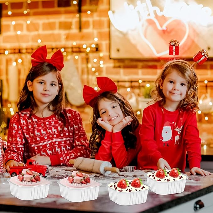 LNYZQUS 120pack/10oz Mini Cake Baking Pans with Lids, 4?�X4??Small Cake Pan Foil Brownie Tins