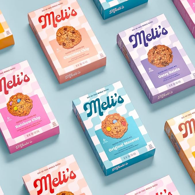 Meli?셲 Gluten Free Cookie Mix, Cookies Variety Pack - Chocolate Chip, Rainbow Chip & Oatey Raisin