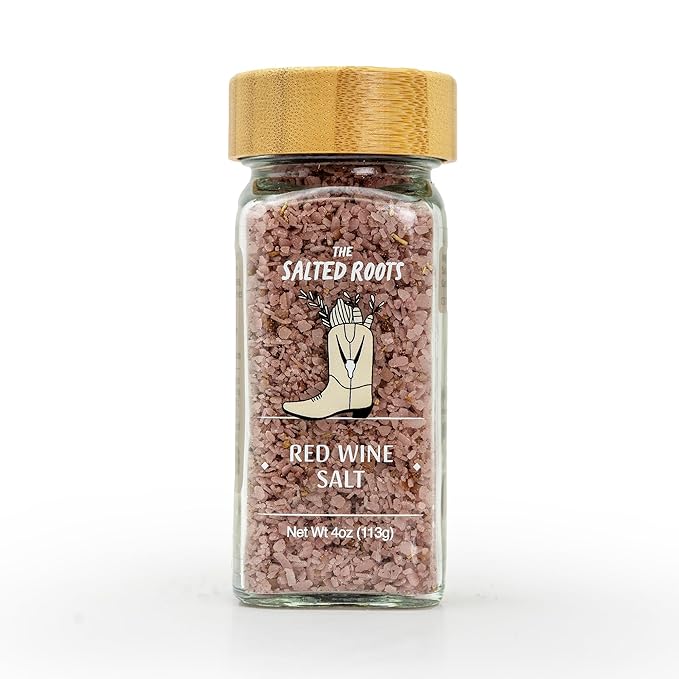 The Salted Roots - Red Wine Salt - Bold & Smoky Seasoning - Infused with Red Wine, Peppercorn
