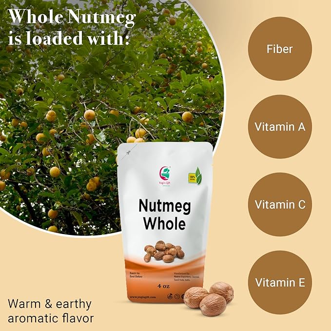 Nutmeg Whole 4oz | Excellent Aroma and Incredible Flavor | Nuez moscada entera | Non- Gmo