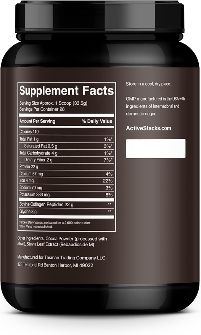 Collagen Peptides Protein Powder, Chocolate - Supports Healthy Hair, Skin, Bones and Joints for Men