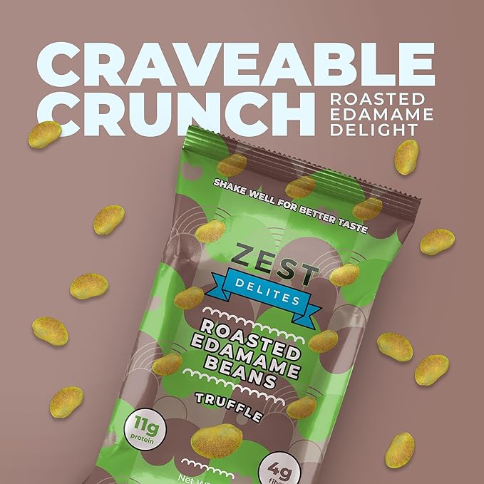 Crunchy Dry Roasted Edamame Beans Snack by Zest Delites, Truffle - Seaweed - Wasabi, Vegan, Low