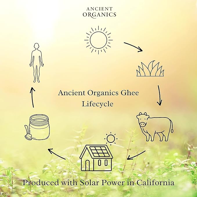 Ancient Organics Ghee - Organic Grass Fed Ghee Butter, Gluten Free, Clarified Butter, Vitamins &