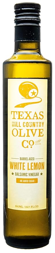 White Lemon Balsamic Vinegar - Gourmet Barrel Aged Infused Balsamic Vinegar - Great for Dressing