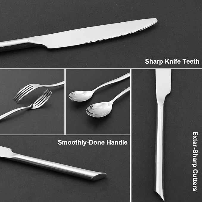 20-Piece Silverware Set, Stainless Steel Flatware Set, Cutlery Set Mirror Polished, Dishwasher